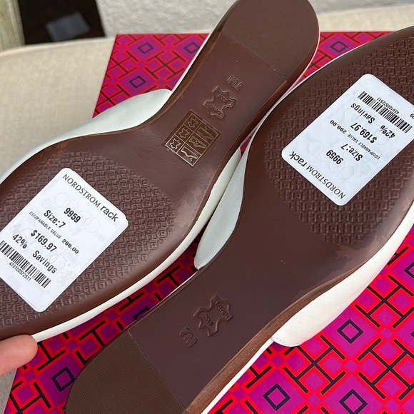 TORY BURCH Sienna flat slide leather mules white size 7 - Picture 9 of 17